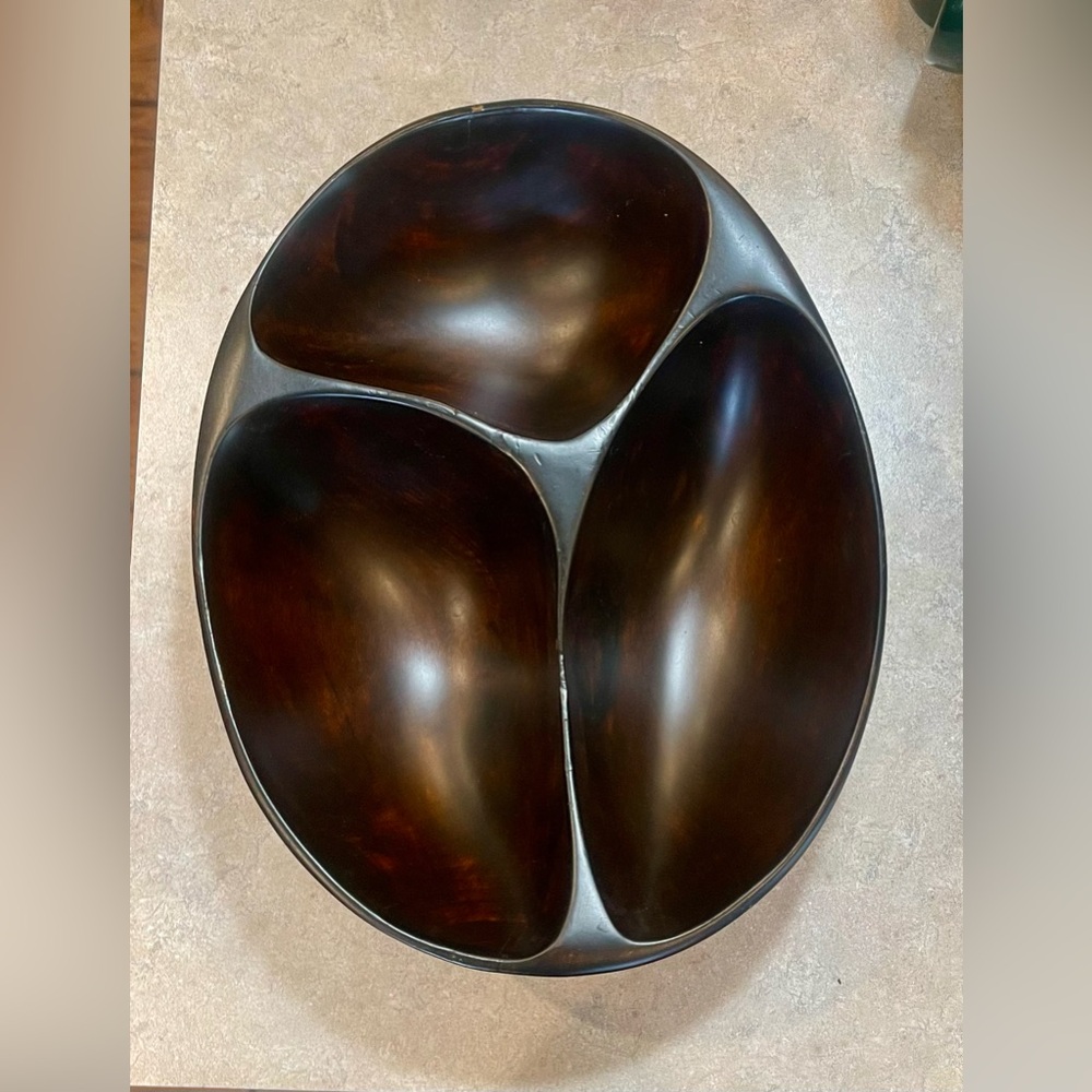 Haitian Vintage Hand Carved Wooden Divided Bowl – Organic Modern MCM Bowl